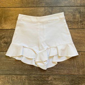 ZARA White Ruffle Shorts